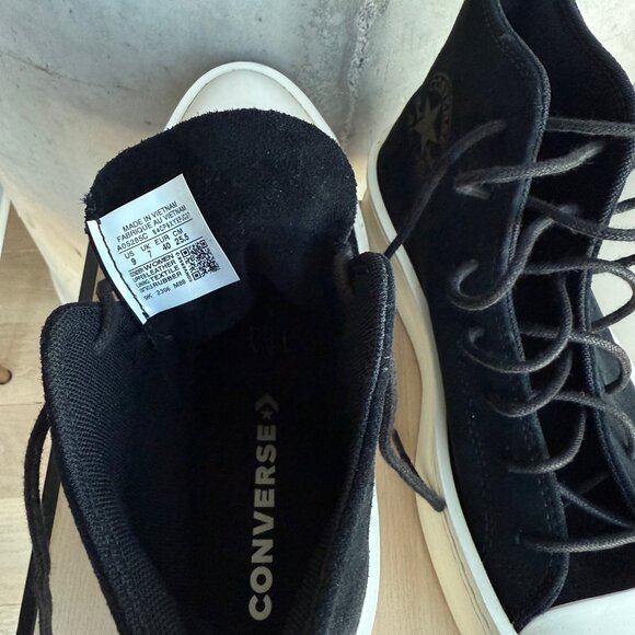 Converse Chuck Taylor All Star Black Suede Platform Sz9 - Picture 2 of 5